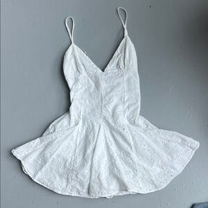 Zara White Eyelet Spaghetti-Strap Mini Sundress